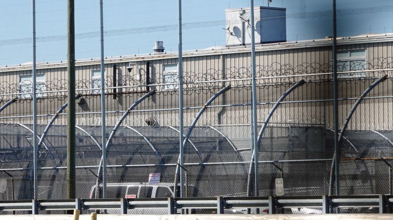 A view of security fencing at Delaney Hall, a 1,000-person detention center operated by private prison company GEO Group for Immigration and Customs Enforcement (ICE), in the Ironbound neighborhood of Newark, New Jersey, U.S., May 10, 2025.  REUTERS/Bing Guan
