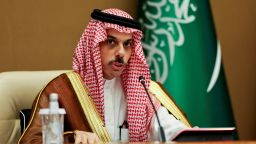 Saudi Foreign Minister Prince Faisal bin Farhan Al Saud speaks during a press conference in Riyadh, Saudi Arabia, May 14, 2025. REUTERS/Hamad I Mohammed REFILE- QUALITY REPEAT
