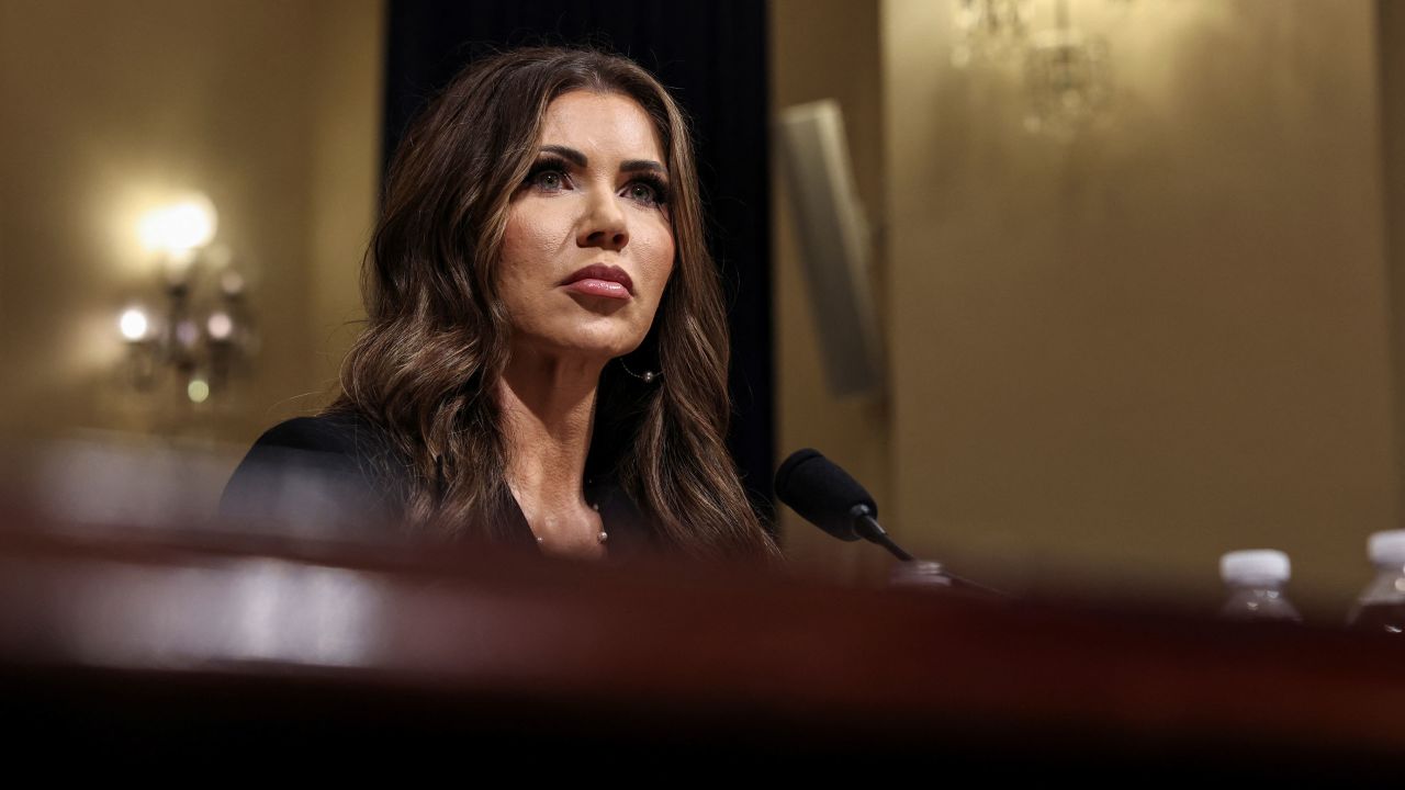 US Secretary of Homeland Security Kristi Noem testifies before a House Homeland Security hearing on the Department of Homeland Security (DHS) budget, on Capitol Hill in Washington, DC, on May 14.