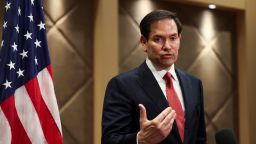 U.S. Secretary of State Marco Rubio speaks to the members of press, following NATO foreign ministers' informal meeting, in Antalya, Turkey May 15, 2025. REUTERS/Umit Bektas/Pool