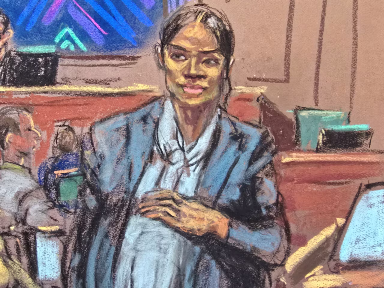 Casandra "Cassie" Ventura leaves for a break in her testimony during Sean "Diddy" Combs' sex trafficking trial in New York on Thursday.