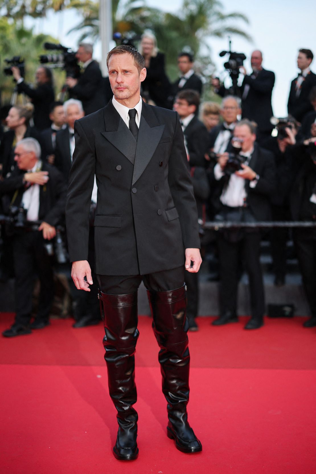 Alexander Skarsgård's thigh-high Saint Laurent boots were the talk of the town on 18 May.