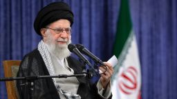 Iran's Supreme Leader Ayatollah Ali Khamenei speaks during a meeting in Tehran, Iran on Tuesday.