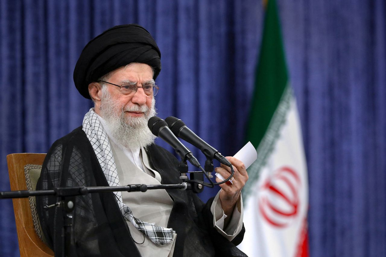 A file photo shows Iran's Supreme Leader Ayatollah Ali Khamenei during a meeting in Tehran, Iran, on May 20.