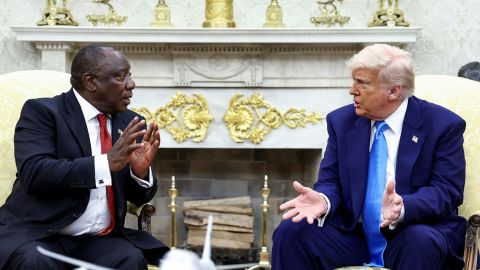 South African President Cyril Ramaphosa meets with US President Donald Trump in the Oval Office of the White House on Wednesday.