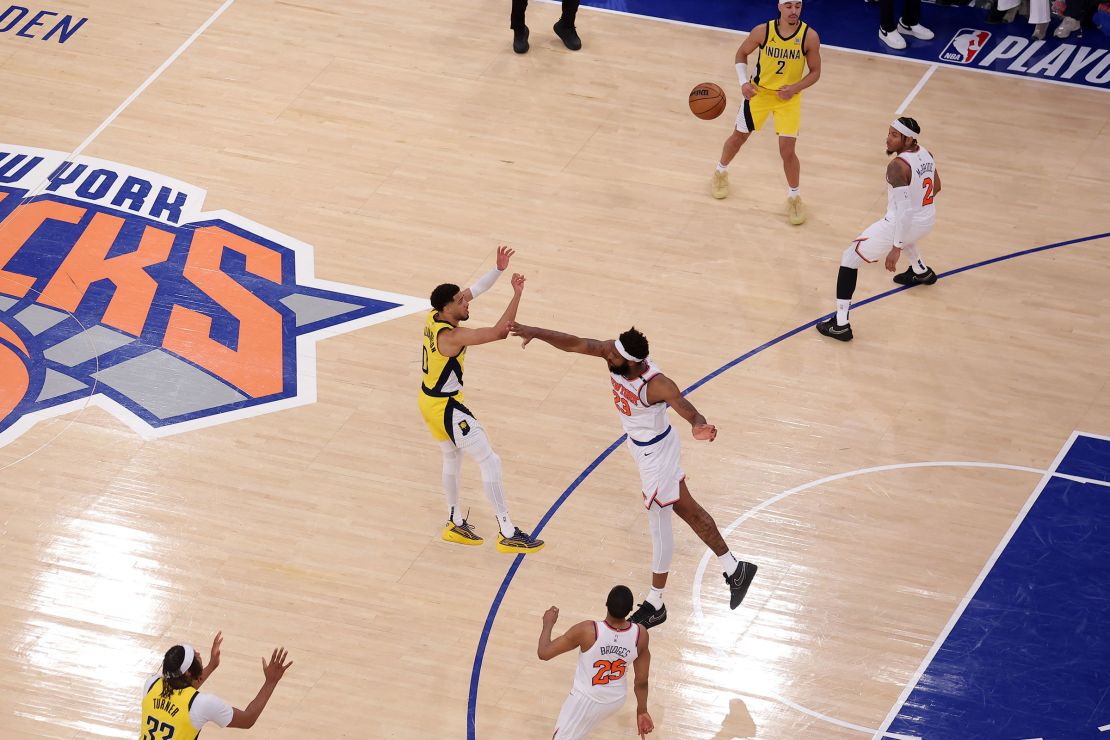 Tyrese Haliburton emerged as the hero for the Pacers again this postseason, knocking down a long jumper to force overtime.