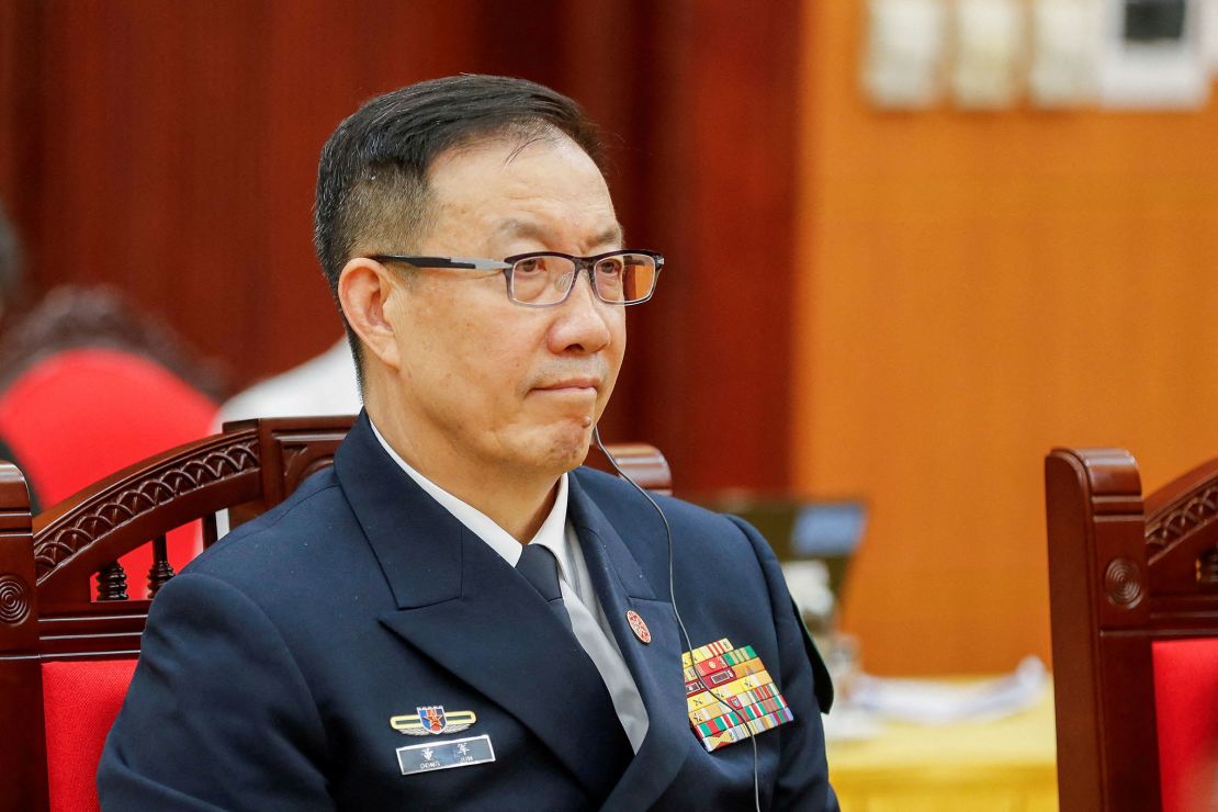 Chinese minister of national defense Dong Jun attends a meeting at the Office of the Party Central Committee in Hanoi, Vietnam, on April 14.