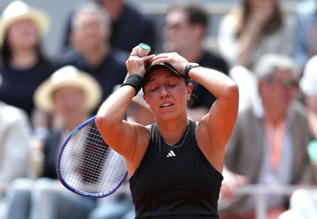 Pegula reacts during her fourth-round exit against Boisson.
