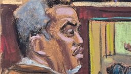 Sean "Diddy" Combs listens as hotel security guard Eddy Garcia testifies during Combs' sex trafficking trial in New York City, New York, U.S., June 3, 2025 in this courtroom sketch. REUTERS/Jane Rosenberg