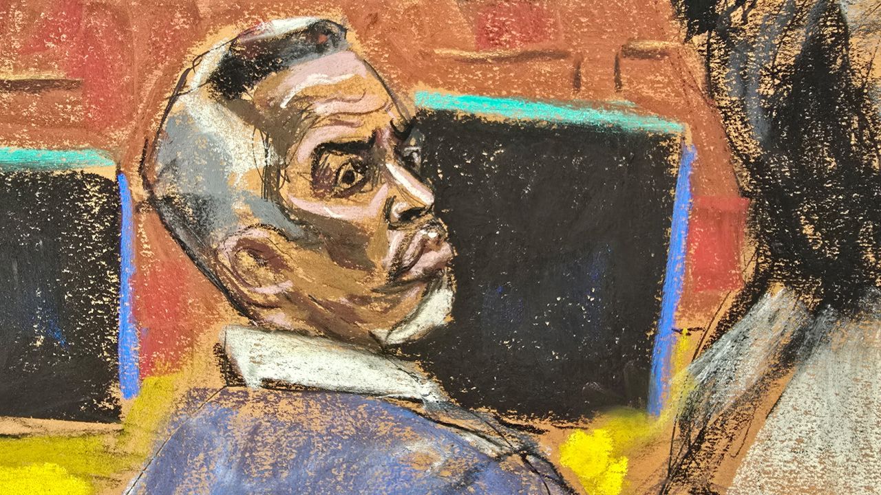 Sean "Diddy" Combs watches during cross examination of Cassie Ventura's friend Bryana Bongolan during Combs' sex trafficking trial in New York City, New York, U.S., June 4, 2025 in this courtroom sketch.