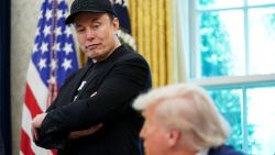 U.S. President Donald Trump and Elon Musk attend a press conference in the Oval Office of the White House in Washington, D.C., on May 30.