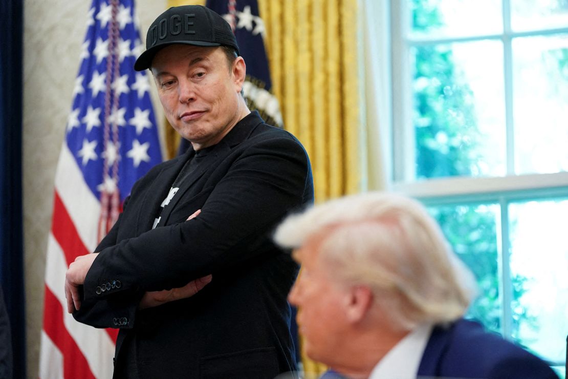U.S. President Donald Trump and Elon Musk attend a press conference in the Oval Office of the White House in Washington, D.C., on May 30.