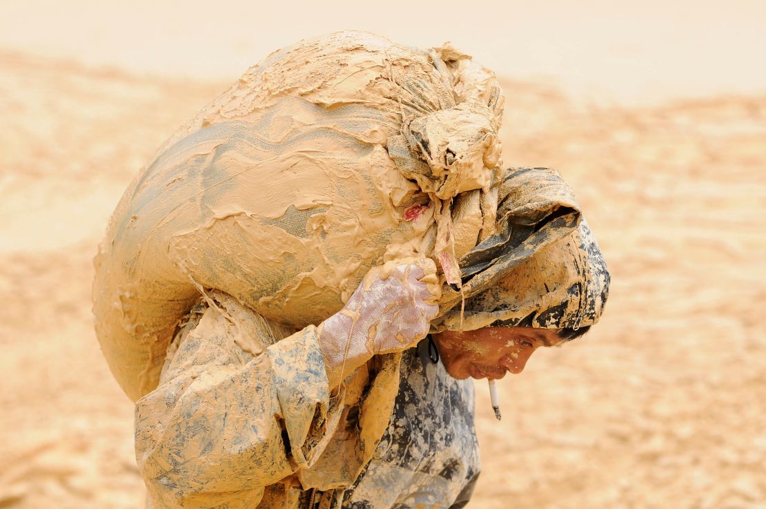 A man works at the site of a rare earth metals mine at Nancheng county, Jiangxi province, China