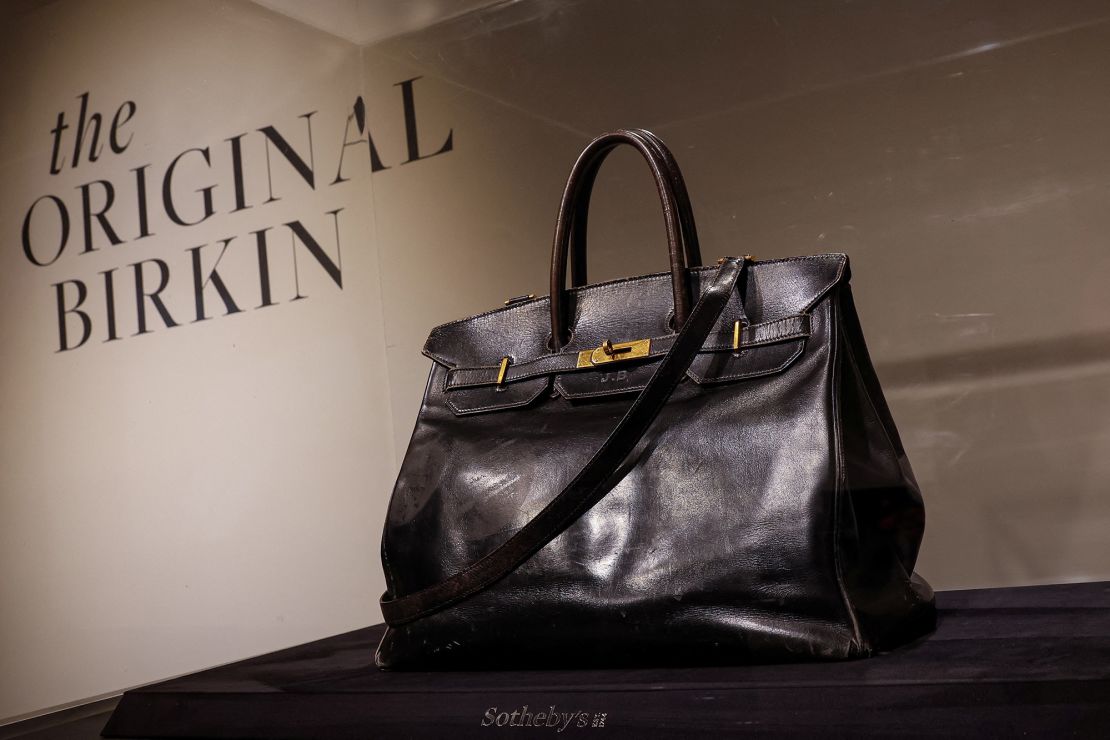 The original Birkin on display in New York in June ahead of the auction sale.
