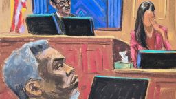 Sean "Diddy" Combs listens as "Jane" continues her testimony on Friday.