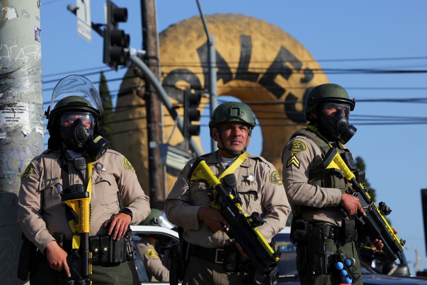 Members of law enforcement operate in Paramount.
