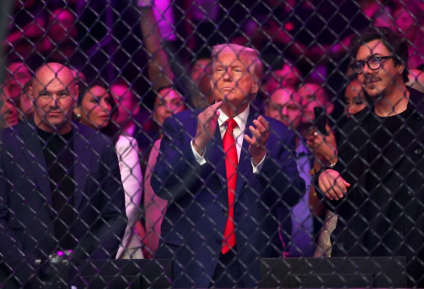 Dana White and Donald Trump before a fight during UFC 316 on June 7.