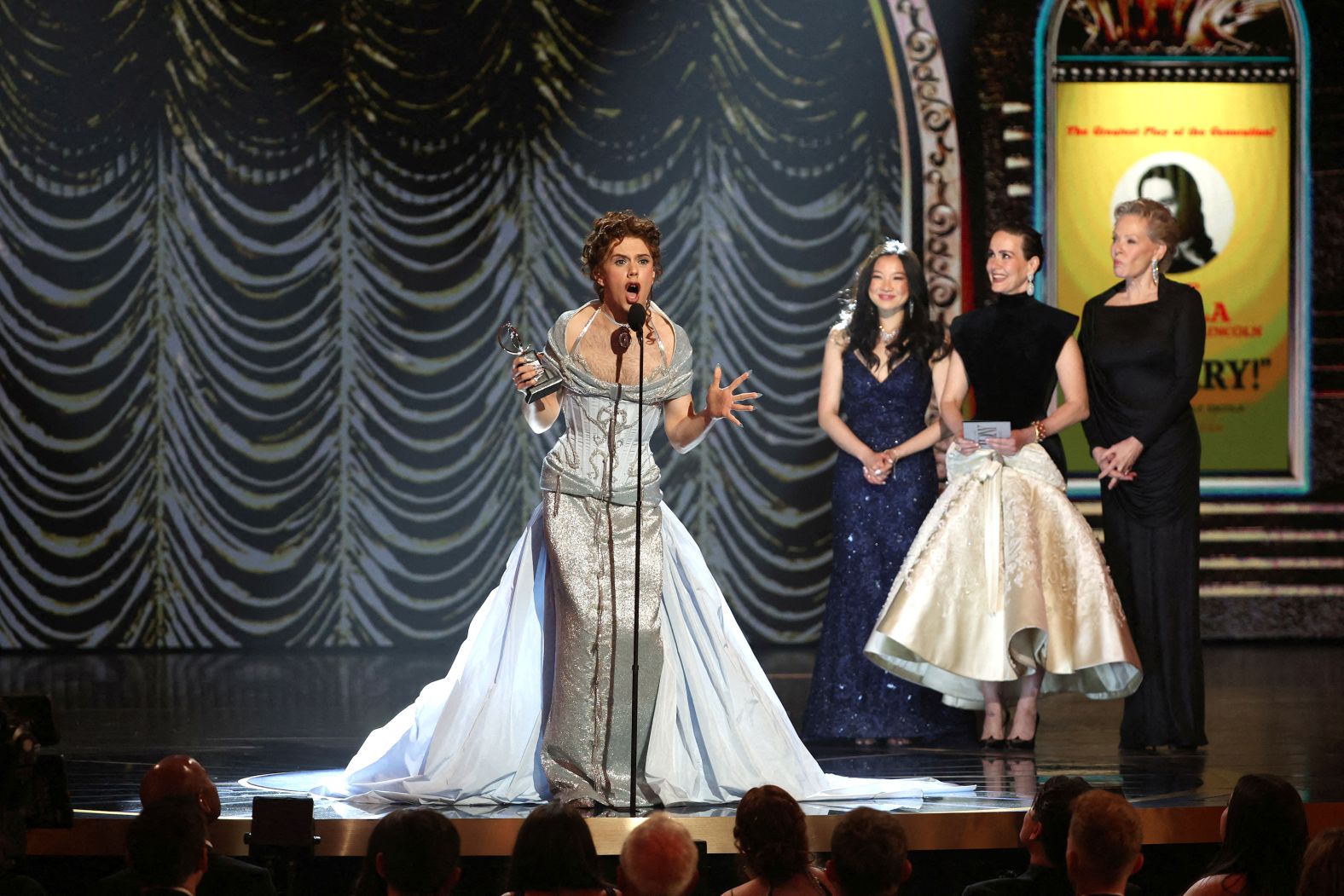 Cole Escola accepts the award for best performance by an actor in a leading role in a play for "Oh, Mary!"