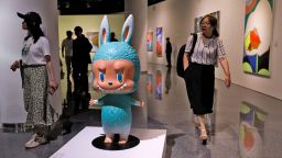 A human-sized Labubu figurine is displayed before an auction in Beijing, China June 6, 2025. The figurine was later sold for 1.08 million yuan at an auction by Yongle International Auction on June 10, 2025