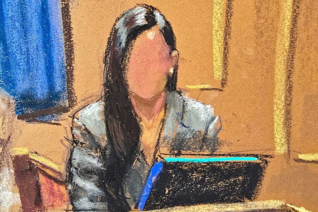 Jane testifica el martes en este sketch judicial.