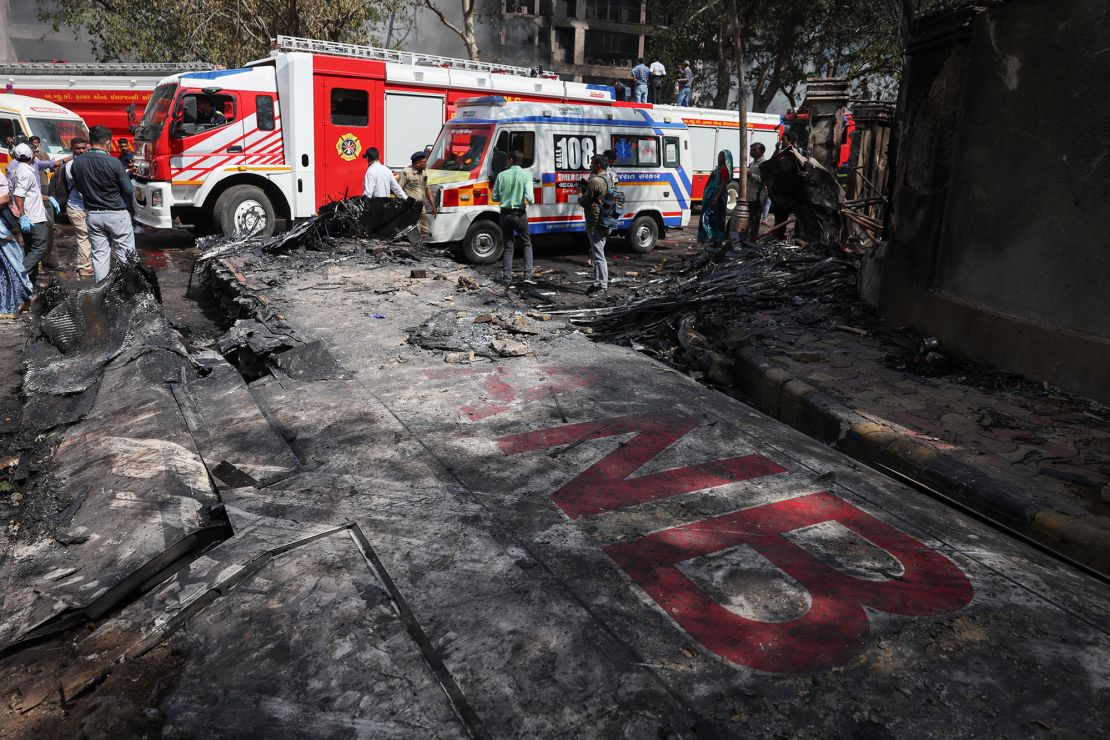 Wreckage of the Boeing 787 Dreamliner lies at the crash site in Ahmedabad on Thursday.