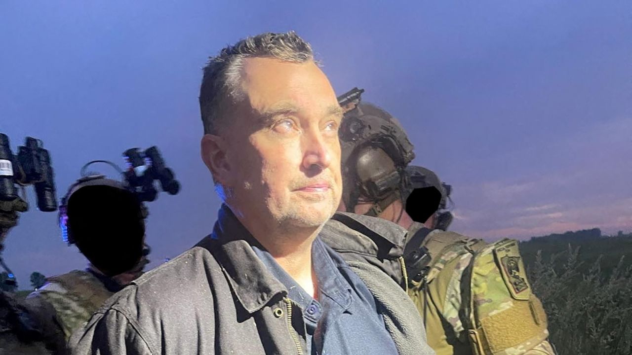 A photo posted by the Ramsey County Sheriff's Office shows Vance Boelter, the suspect in the assassination of a Minnesota lawmaker and her husband, in law enforcement custody on Sunday.