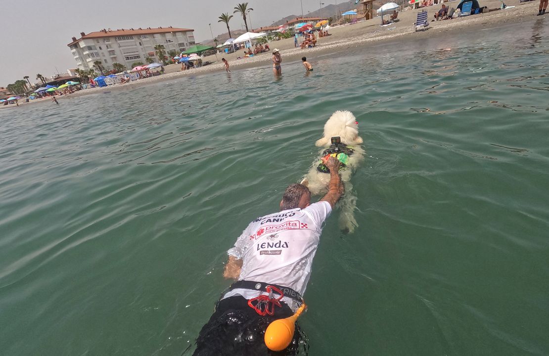 Nilo tows Sanchez-Merenciano to shore.