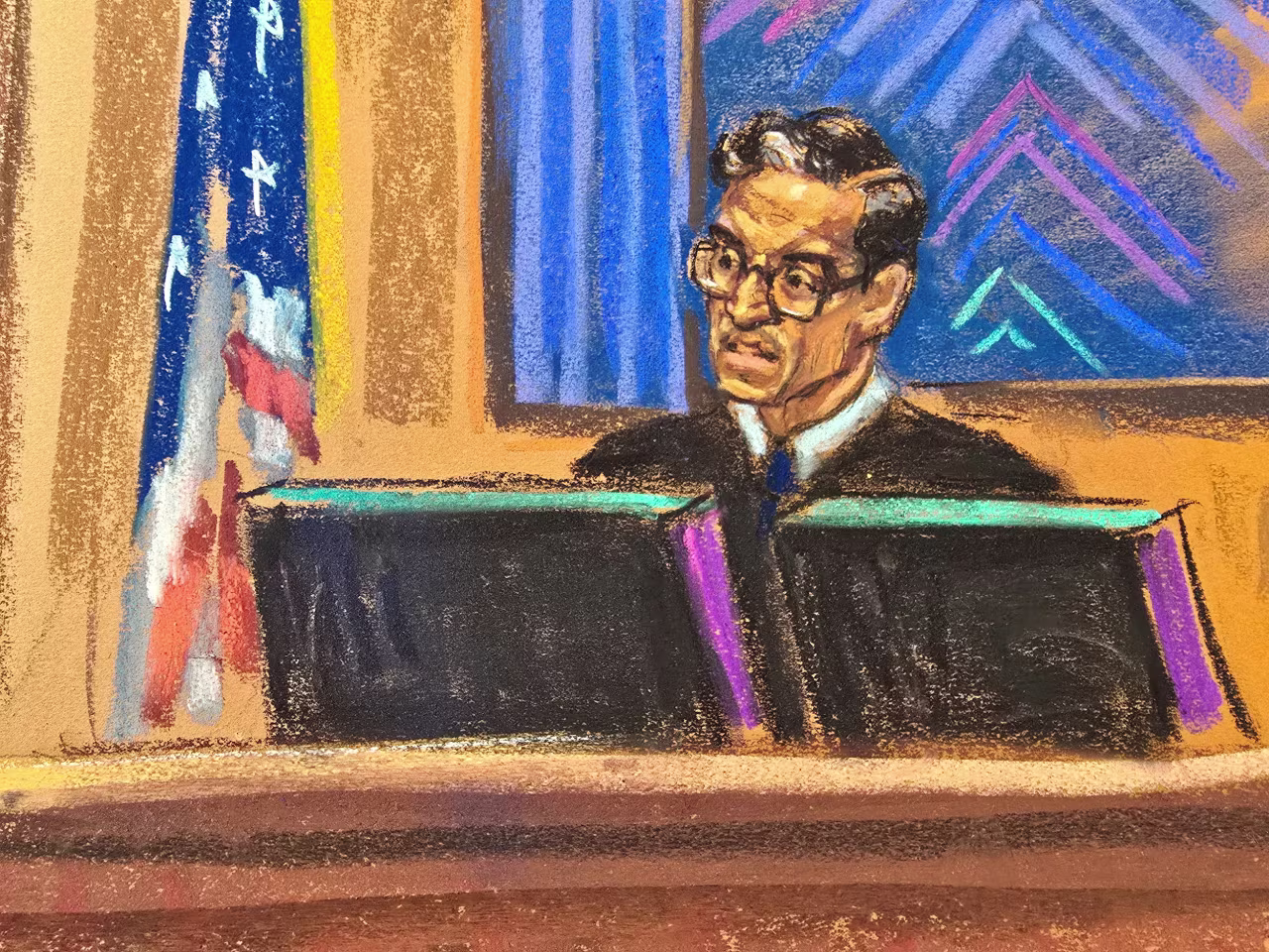 Judge Arun Subramanian presides over court on Monday.