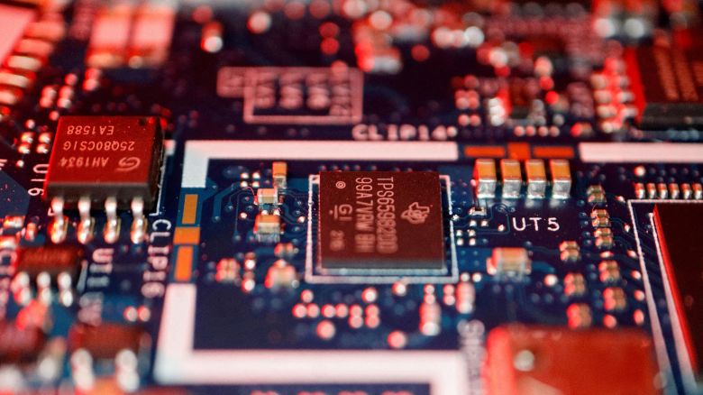 Semiconductor chips are seen on a circuit board of a computer in this illustration picture taken February 25, 2022.