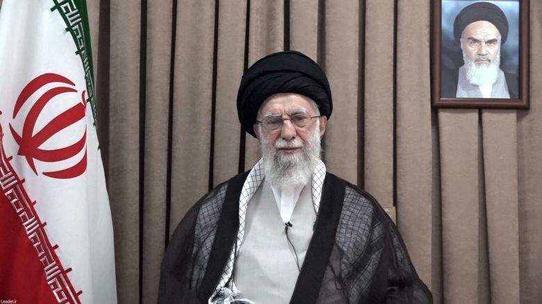 Iran's Supreme Leader Ayatollah Ali Khamenei speaks in a televised message following the Israeli strikes, in Tehran, Iran, June 18, 2025. Office of the Iranian Supreme Leader/WANA (West Asia News Agency)/Handout via REUTERS ATTENTION EDITORS - THIS PICTURE WAS PROVIDED BY A THIRD PARTY.