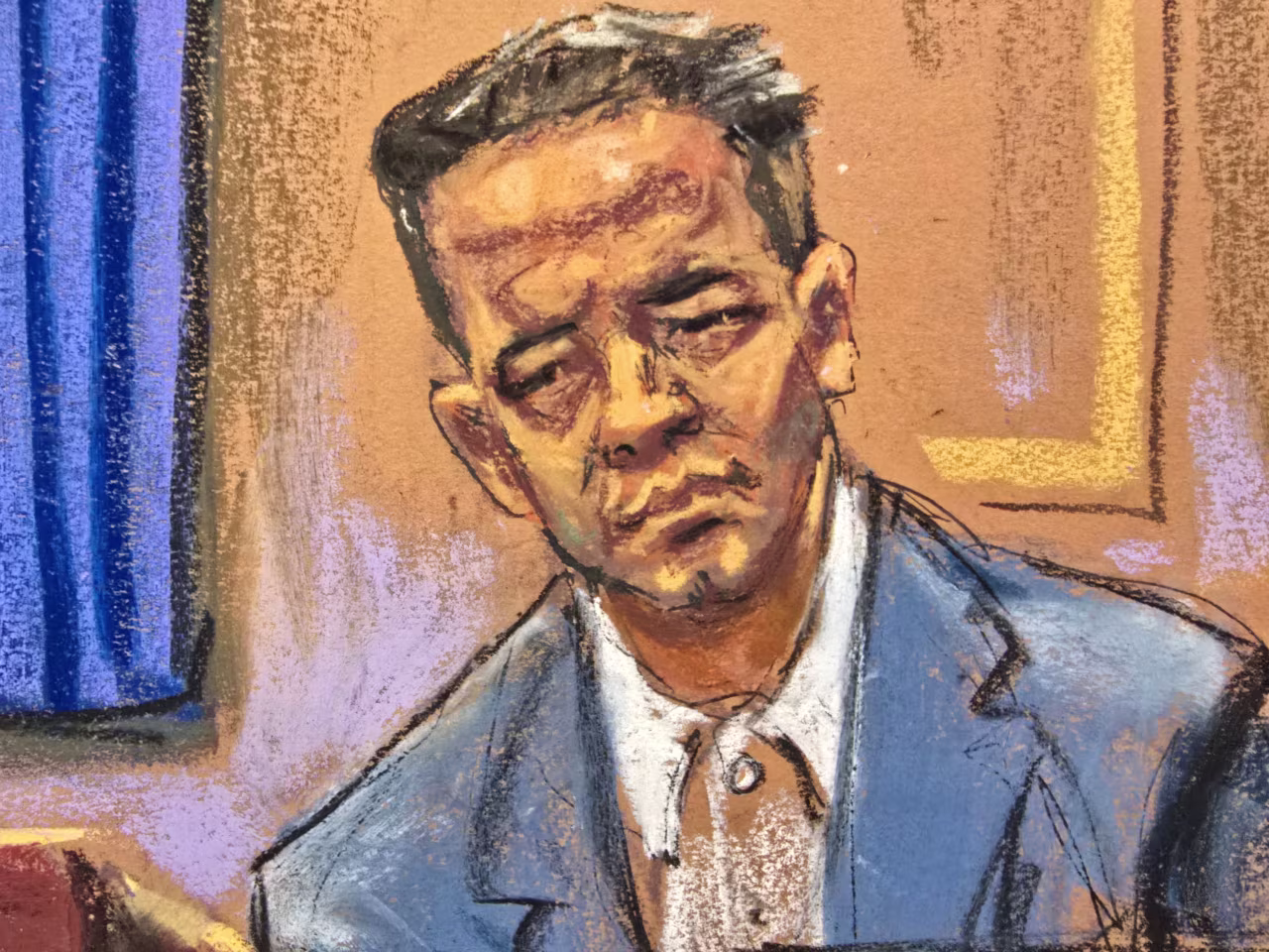 Brendan Paul testifies on Friday in this courtroom sketch.