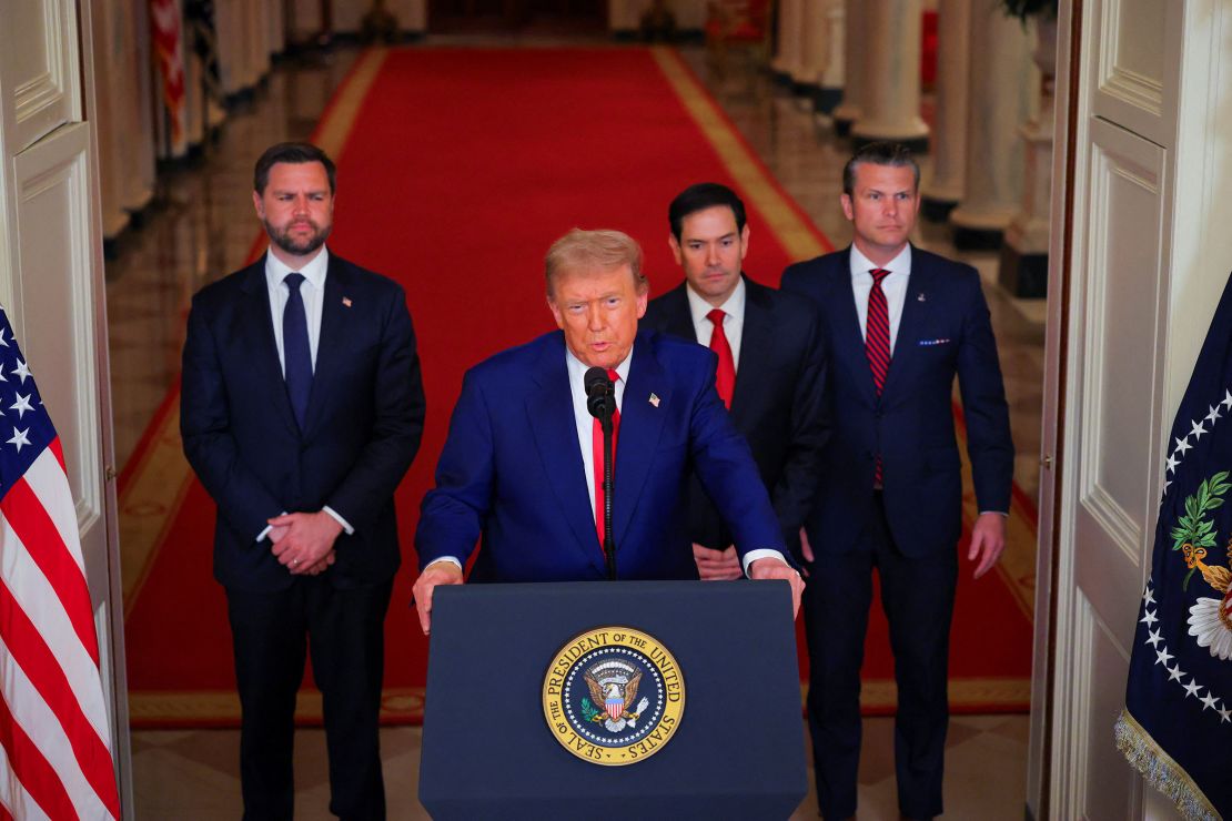 President Trump delivers an address to the nation at the White House on Saturday.