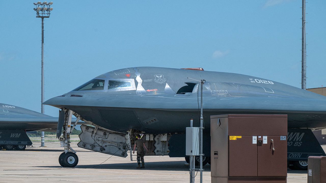 A U.S. Air Force B-2 Spirit stealth bomber returns from Operation Midnight Hammer, the U.S. attack on Iran's nuclear facilities, at Whiteman Air Force Base, Missouri, U.S. on June 2025.