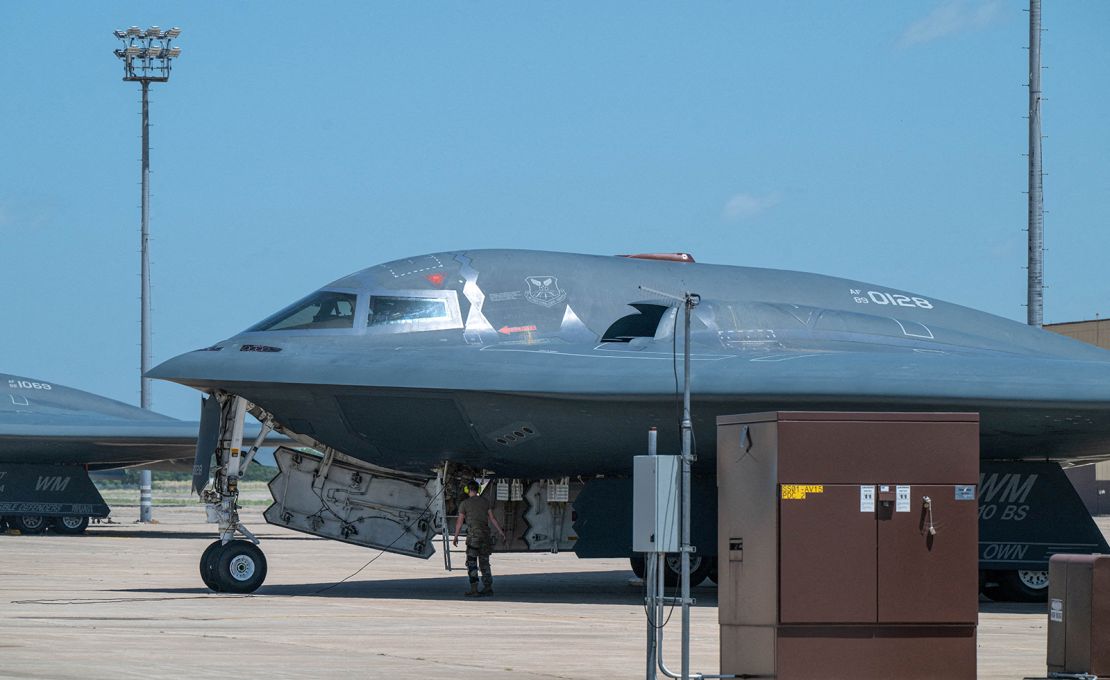A US Air Force B-2 Spirit stealth bomber returns from the US  attack on Iran's nuclear facilities, at Whiteman Air Force Base, Missouri, on June 2025.
