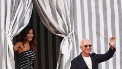 Amazon founder Jeff Bezos and Lauren Sanchez leave the Aman Venice hotel, ahead of their expected wedding, in Venice, Italy, June 25, 2025.