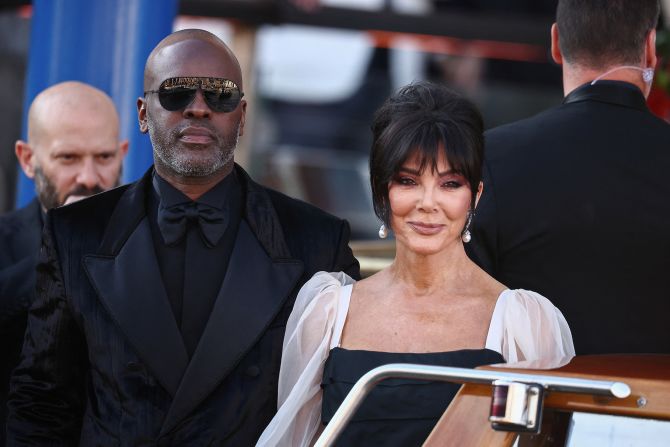 Corey Gamble and Kris Jenner head to the wedding on Friday.