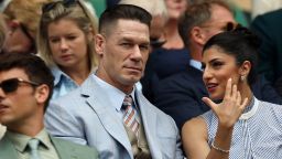 (From left) John Cena with his wife Shay Shariatzadeh in the Royal Box at Wimbledon in July.