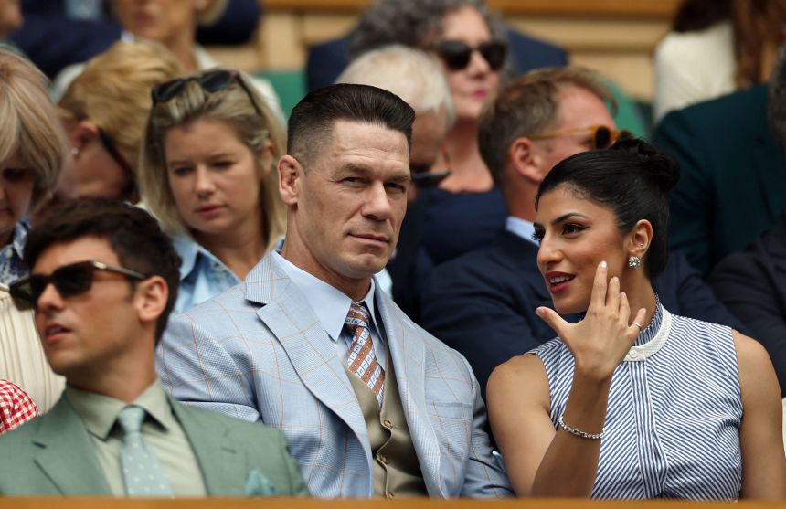 John Cena with his wife Shay Shariatzadeh in the Royal Box at Wimbledon in July.