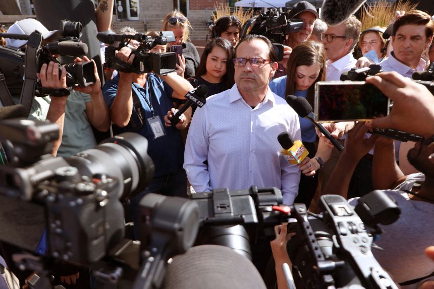Steve Goncalves, father of one of four University of Idaho students stabbed to death in 2022, stands outside the Ada County Courthouse in Boise, Idaho, on Wednesday.