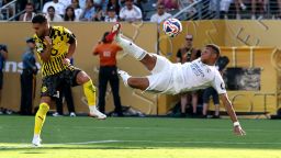 Kylian Mbappé announced his arrival at the Club World Cup on Saturday with an impressive bicycle kick.