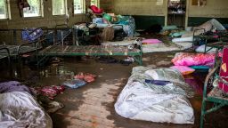 Items lie scattered inside a cabin at Camp Mystic after deadly flooding in Kerr County, Texas, on July 5.