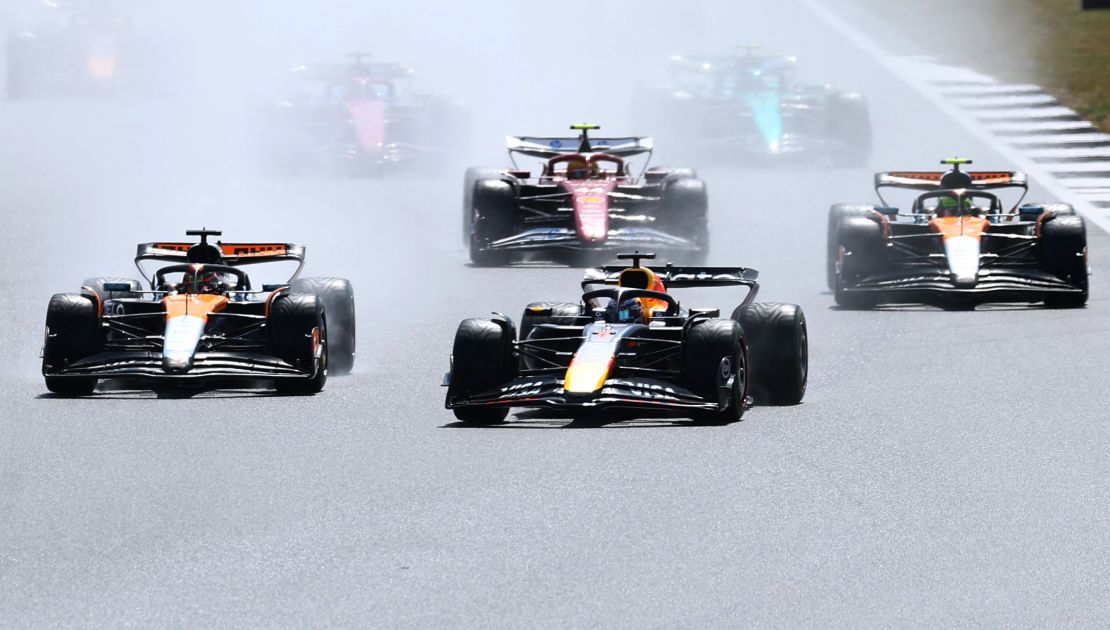 Heavy rain wreaked havoc at Silverstone for much of the race.