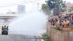 Police use a water canon to disperse protesters during anti-government protests dubbed "Saba Saba People's March", in Kangemi area of Nairobi, Kenya July 7, 2025. REUTERS/Monicah Mwangi
