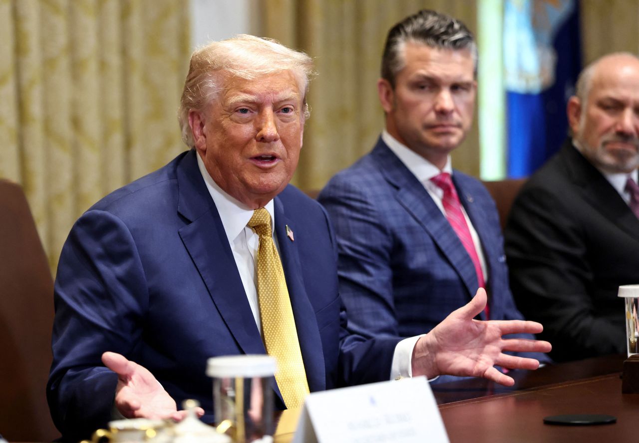 President Donald Trump speaks during a cabinet meeting at the White House on Tuesday.
