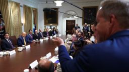 President Donald Trump leads a cabinet meeting at the White House in Washington, DC, on Tuesday, July 8, 2025.