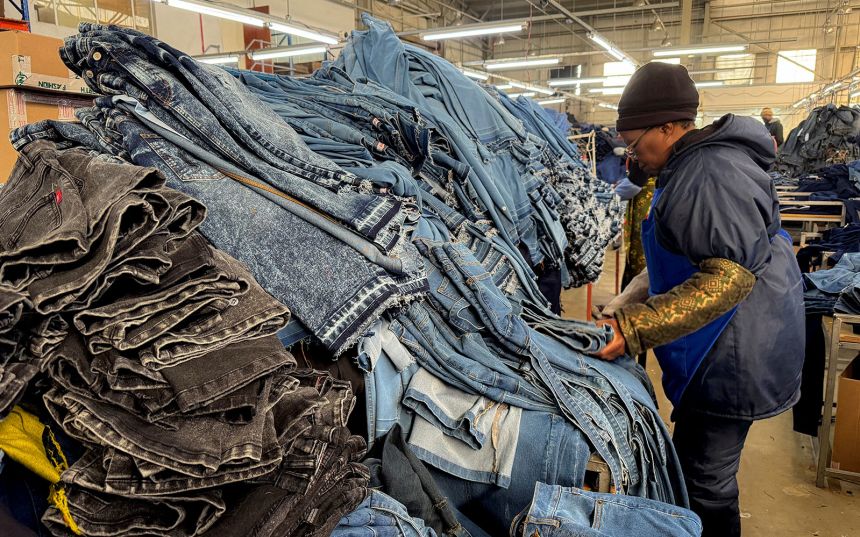 A worker executes her duties at the Afri-Expo Textile Factory, which makes clothing for the U.S. market, on the outskirts of Maseru, the capital of Lesotho, July 9, 2025.