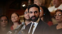 New York City mayoral candidate Zohran Mamdani speaks during a press conference with U.S. Rep. Adriano Espaillat (D-NY) and supporters, in New York City, U.S., July 10, 2025.