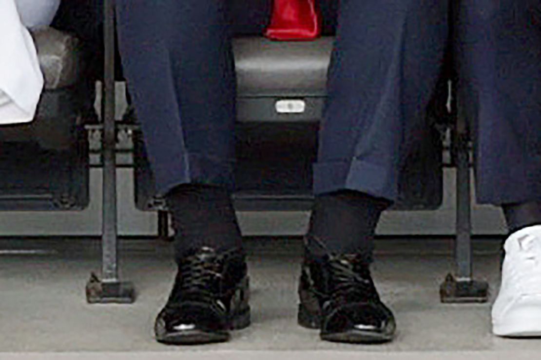 A cropped image focusing on President Donald Trump's feet during the FIFA World Cup final in East Rutherford, New Jersey, on July 13. Similar images were widely shared on the internet over concerns about the president's health.