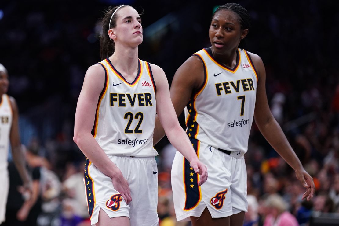 Clark was holding the inside of her right leg after making a bounce pass.