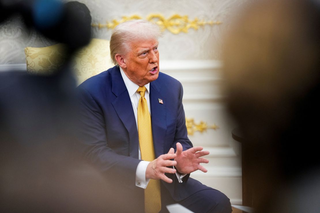 President Donald Trump speaks in the Oval Office on Tuesday.